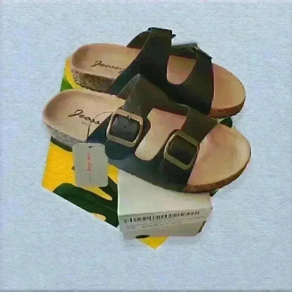 Jeossy Women's Two Buckle Slides Sandals Adjustable Summer Shoe